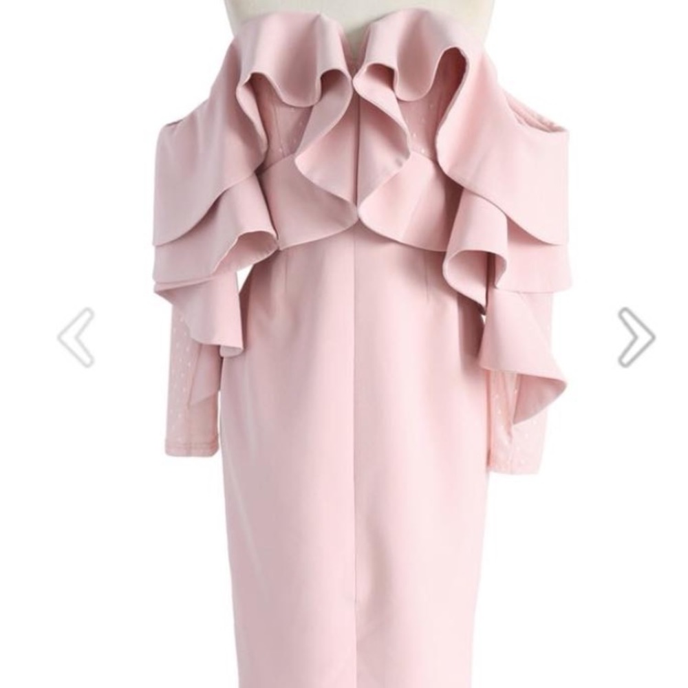 Pink Ruffle midi dress! Perfect for a wedding